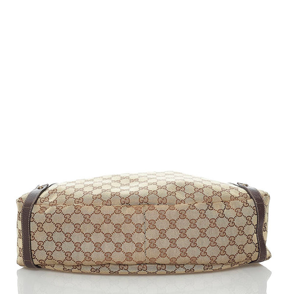 グッチ ＧGキャンバス ハンドバッグ 130736 ベージュ ブラウン キャンバス レザー レディース GUCCI 【中古】