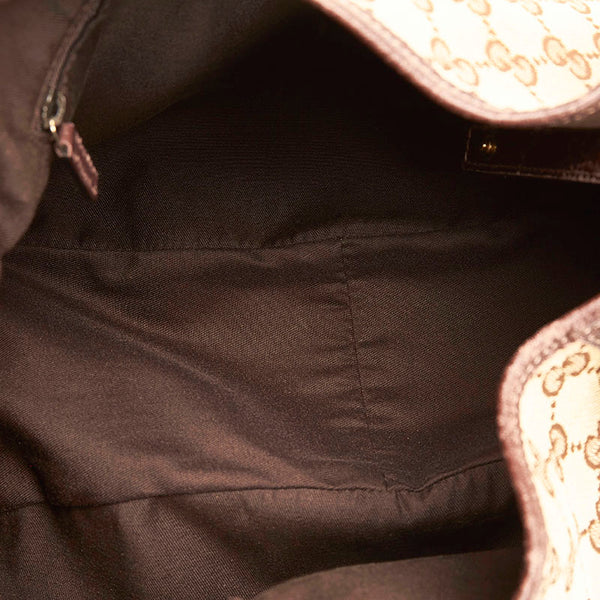 グッチ ＧGキャンバス ハンドバッグ 130736 ベージュ ブラウン キャンバス レザー レディース GUCCI 【中古】