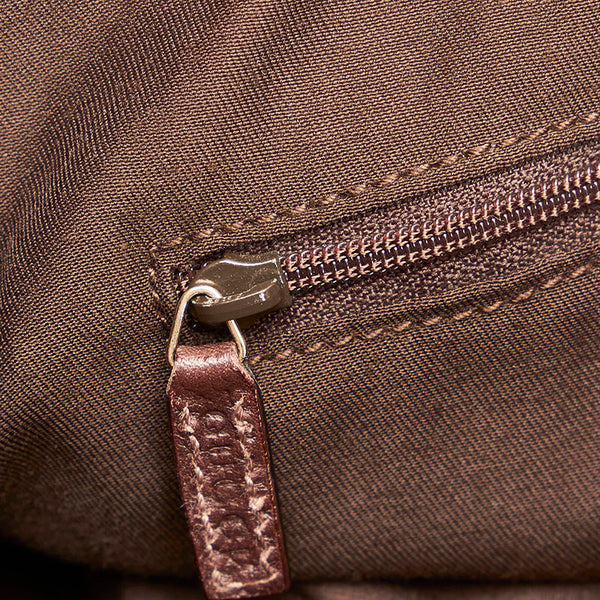 グッチ ＧGキャンバス ハンドバッグ 130736 ベージュ ブラウン キャンバス レザー レディース GUCCI 【中古】