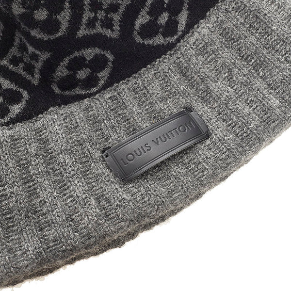 ルイ ヴィトン モノグラム ボネスキー ニットキャップ M71951 グレー ブラック カシミヤ メンズ LOUIS VUITTON 【中古】