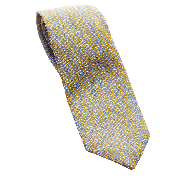 エルメス ネクタイ グレー イエロー シルク メンズ HERMES 【中古】