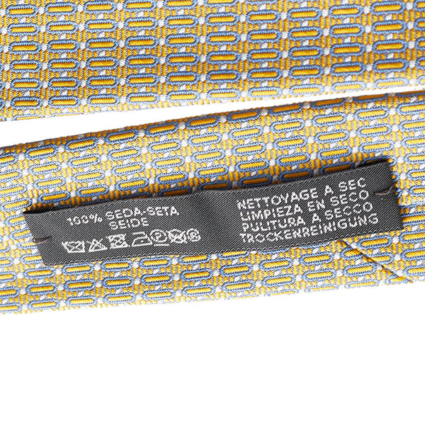 エルメス ネクタイ グレー イエロー シルク メンズ HERMES 【中古】