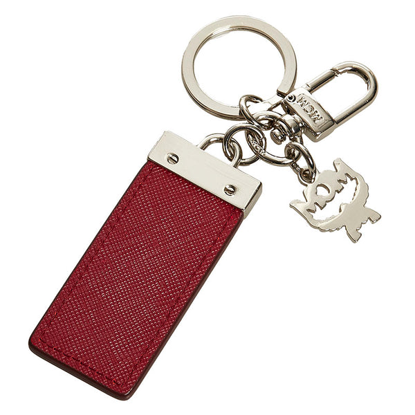 エム シー エム キーリング キーホルダー バッグチャーム レッド シルバー レザー メタル レディース MCM 【中古】