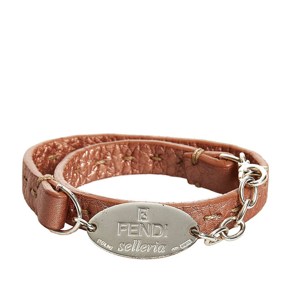フェンディ セレリア ブレスレット ピンクブラウン シルバー レザー SV925 シルバー レディース FENDI 【中古】