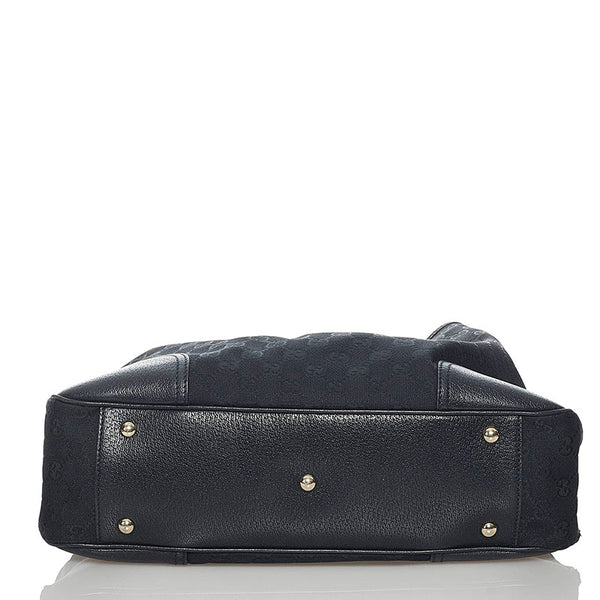 グッチ GGキャンバス プリンシー リボン ショルダーバッグ トートバッグ 163805 ブラック キャンバス レザー レディース GUCCI 【中古】