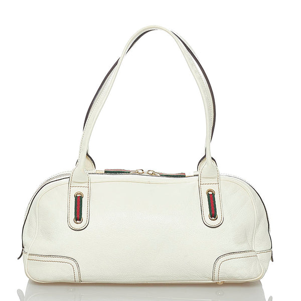 グッチ プリンシー シェリーライン リボン ショルダーバッグ 161720 ホワイト レザー レディース GUCCI 【中古】