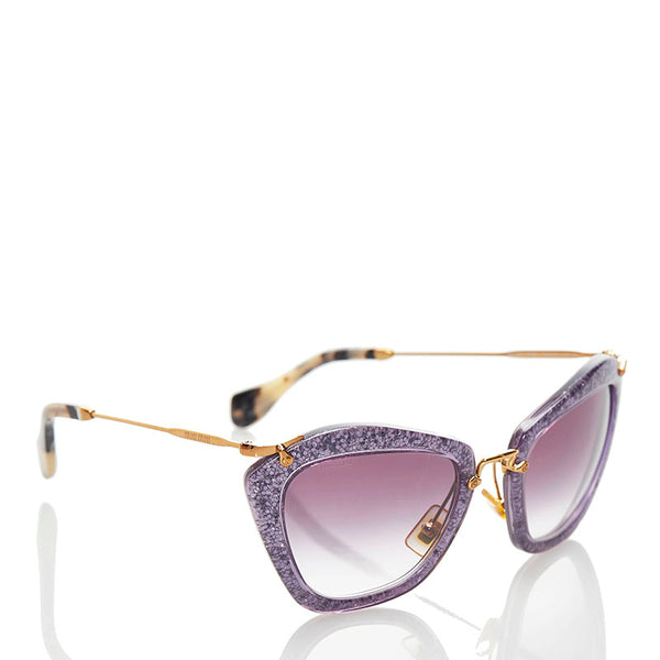 ミュウミュウ SMU10N ラメ サングラス パープル ゴールド ブラウン メッキ プラスチック レディース MIUMIU 【中古】