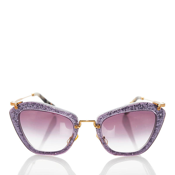 ミュウミュウ SMU10N ラメ サングラス パープル ゴールド ブラウン メッキ プラスチック レディース MIUMIU 【中古】
