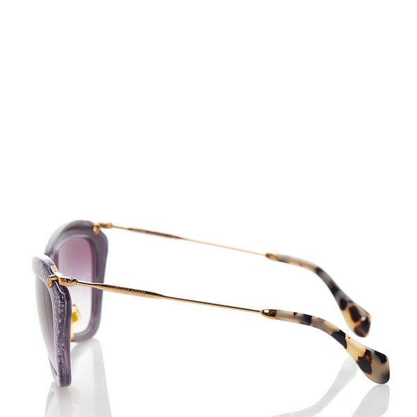 ミュウミュウ SMU10N ラメ サングラス パープル ゴールド ブラウン メッキ プラスチック レディース MIUMIU 【中古】