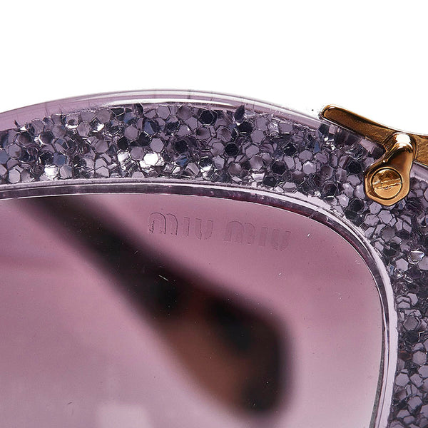 ミュウミュウ SMU10N ラメ サングラス パープル ゴールド ブラウン メッキ プラスチック レディース MIUMIU 【中古】