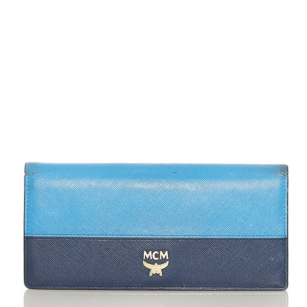 エム シー エム 長財布 ブルー レザー レディース MCM 【中古】