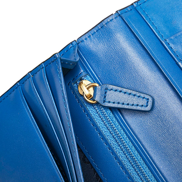 エム シー エム 長財布 ブルー レザー レディース MCM 【中古】