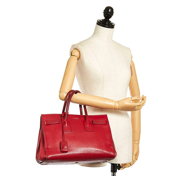 サンローラン サックドジュール ハンドバッグ 324823 レッド レザー レディース SAINT LAURENT 【中古】