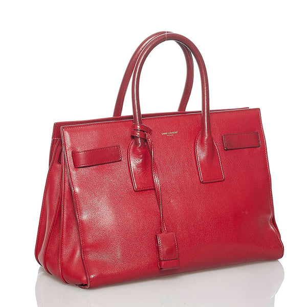 サンローラン サックドジュール ハンドバッグ 324823 レッド レザー レディース SAINT LAURENT 【中古】