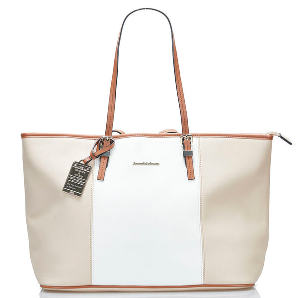 サマンサタバサ トートバッグ ベージュ ホワイト レザー レディース Samantha Thavasa 【中古】