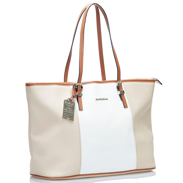 サマンサタバサ トートバッグ ベージュ ホワイト レザー レディース Samantha Thavasa 【中古】