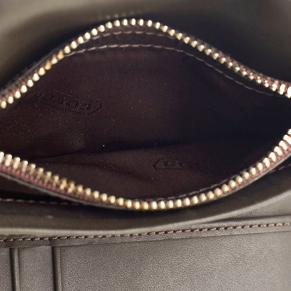 コーチ シグネチャー 三つ折り財布 コンパクトウォレット  ブラウン キャンバス レザー レディース COACH 【中古】