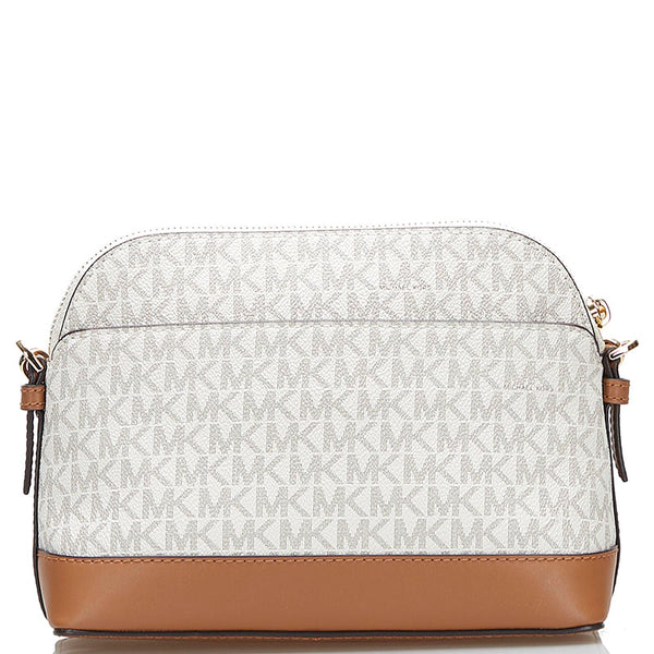 マイケルコース MKモノグラム 斜め掛け ミニショルダーバッグ ホワイト ブラウン PVC レザー レディース Michael Kors 【中古】