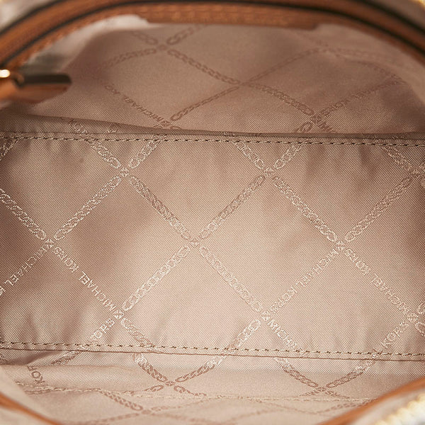 マイケルコース MKモノグラム 斜め掛け ミニショルダーバッグ ホワイト ブラウン PVC レザー レディース Michael Kors 【中古】