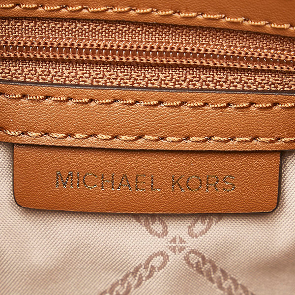 マイケルコース MKモノグラム 斜め掛け ミニショルダーバッグ ホワイト ブラウン PVC レザー レディース Michael Kors 【中古】