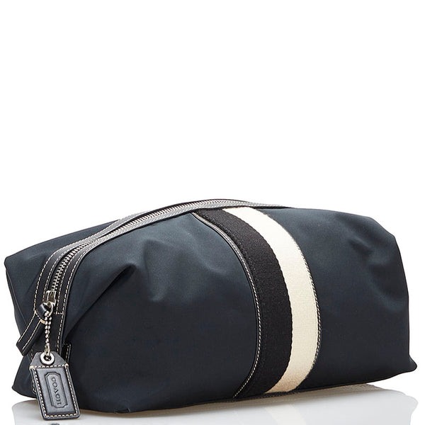 コーチ クラッチバッグ セカンドバッグ ポーチ ダークグリーン ナイロン レザー レディース COACH 【中古】