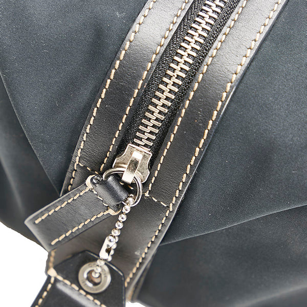 コーチ クラッチバッグ セカンドバッグ ポーチ ダークグリーン ナイロン レザー レディース COACH 【中古】