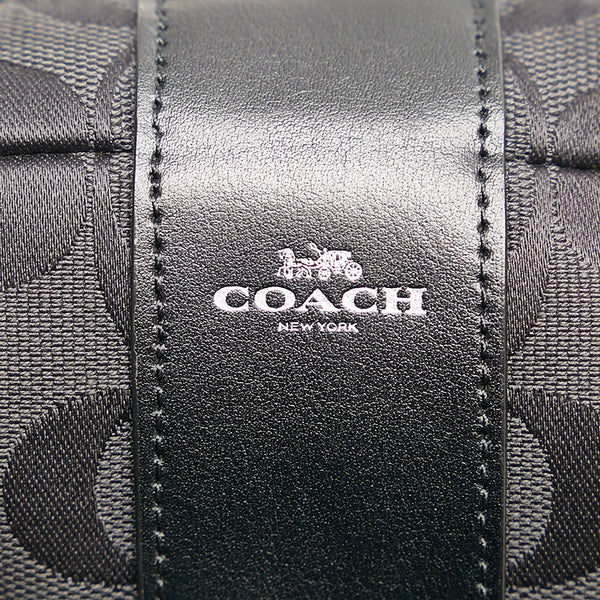 コーチ シグネチャー ポーチ ブラック キャンバス レザー レディース COACH 【中古】