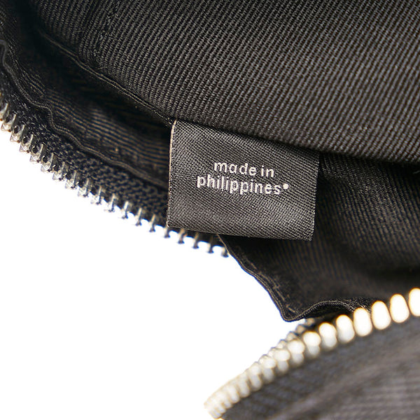 コーチ シグネチャー ポーチ ブラック キャンバス レザー レディース COACH 【中古】