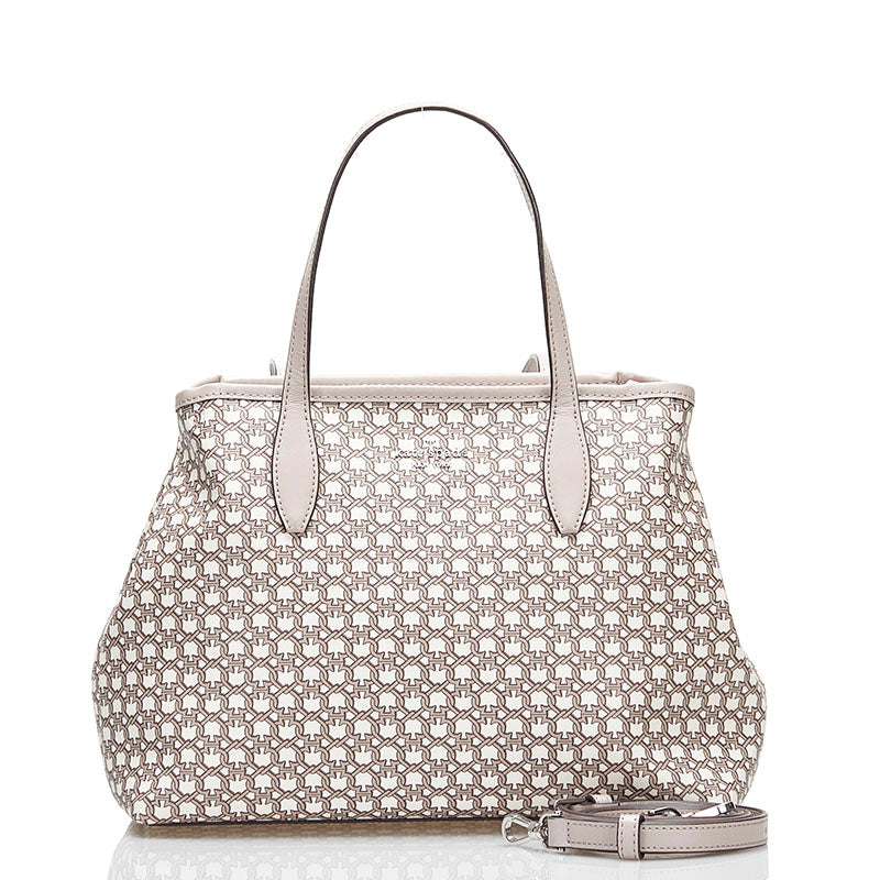 ケイトスペード スペード柄 ハンドバッグ ショルダーバッグ 2WAY ベージュ アイボリー PVC レザー レディース Kate Spade 【中古】