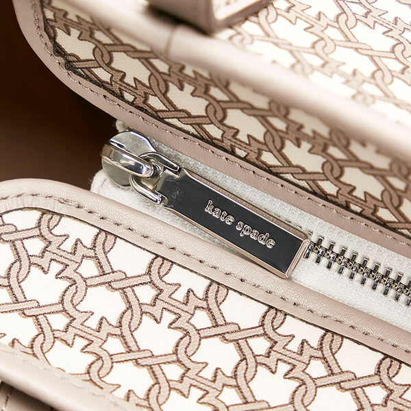 ケイトスペード スペード柄 ハンドバッグ ショルダーバッグ 2WAY ベージュ アイボリー PVC レザー レディース Kate Spade 【中古】