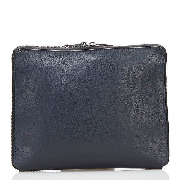 コーチ ストライプ クラッチバッグ セカンドバッグ  F66312 ネイビー ブルー レザー メンズ COACH 【中古】