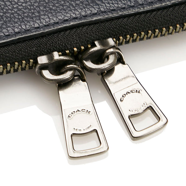 コーチ ストライプ クラッチバッグ セカンドバッグ  F66312 ネイビー ブルー レザー メンズ COACH 【中古】