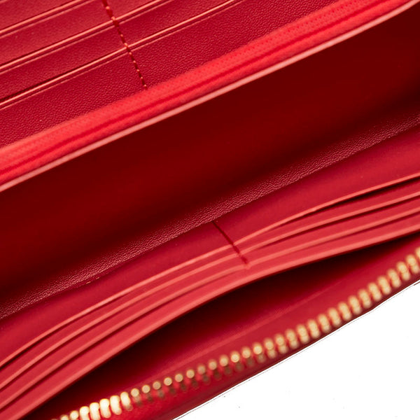 コーチ シグネチャー ラウンドファスナー 長財布 54630 ブラウン レッド PVC レザー レディース COACH 【中古】