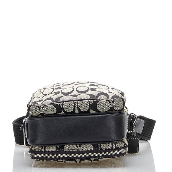 コーチ シグネチャー 斜め掛け ショルダーバッグ 4270 ブラック グレー キャンバス レザー レディース COACH 【中古】