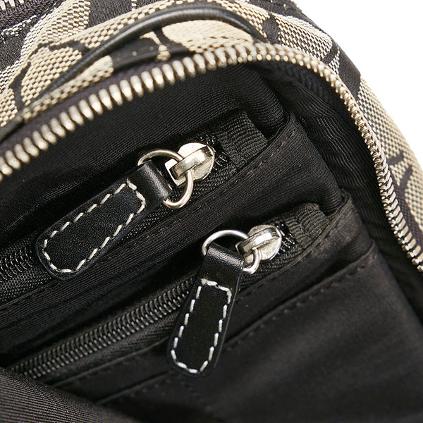 コーチ シグネチャー 斜め掛け ショルダーバッグ 4270 ブラック グレー キャンバス レザー レディース COACH 【中古】