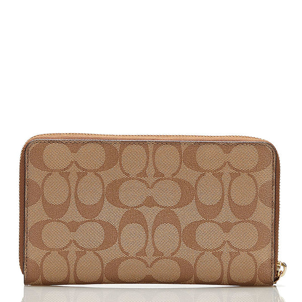 コーチ シグネチャー ラウンドファスナー 長財布 F76579 ブラウン PVC レディース COACH 【中古】