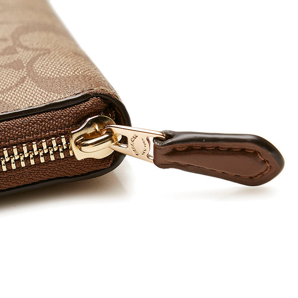 コーチ シグネチャー ラウンドファスナー 長財布 F76579 ブラウン PVC レディース COACH 【中古】