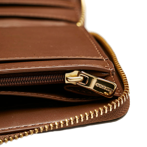 コーチ シグネチャー ラウンドファスナー 長財布 F76579 ブラウン PVC レディース COACH 【中古】