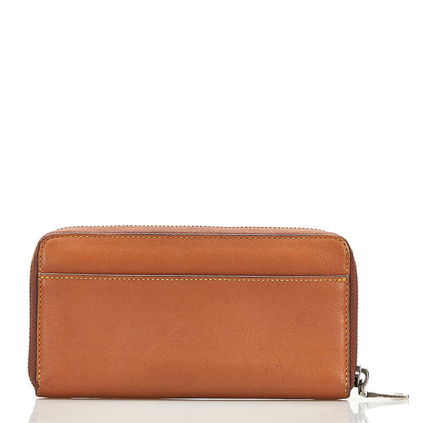 コーチ ラウンドファスナー 長財布 F24648 ブラウン レザー レディース COACH 【中古】