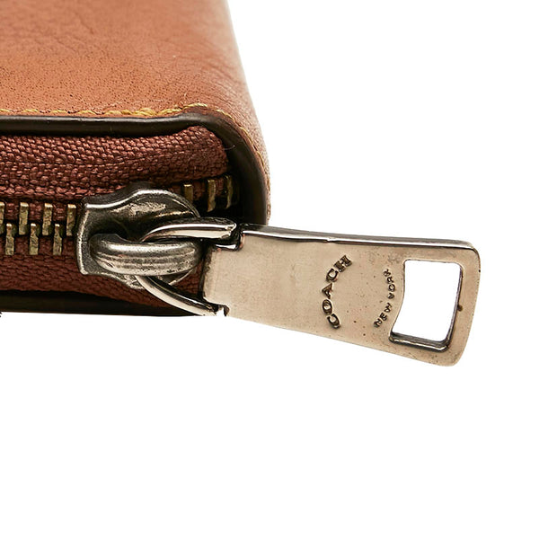 コーチ ラウンドファスナー 長財布 F24648 ブラウン レザー レディース COACH 【中古】