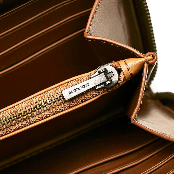 コーチ ラウンドファスナー 長財布 F24648 ブラウン レザー レディース COACH 【中古】