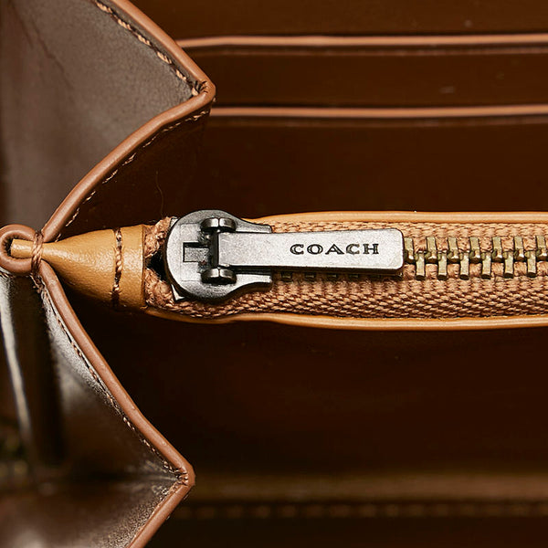 コーチ ラウンドファスナー 長財布 F24648 ブラウン レザー レディース COACH 【中古】