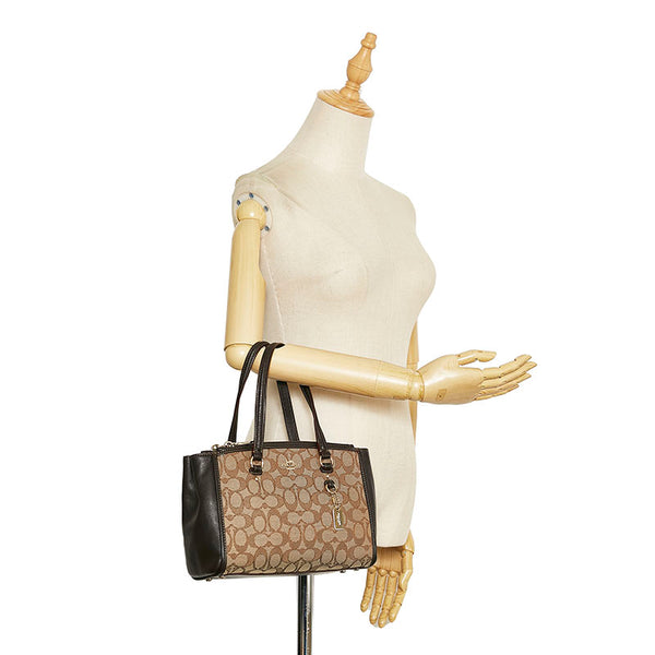 コーチ シグネチャー ハンドバッグ 36905 ベージュ ブラウン キャンバス レザー レディース COACH 【中古】