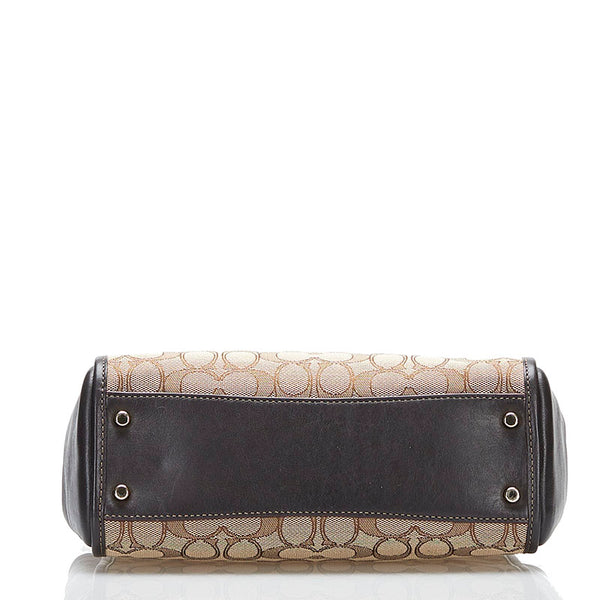 コーチ シグネチャー ハンドバッグ 36905 ベージュ ブラウン キャンバス レザー レディース COACH 【中古】