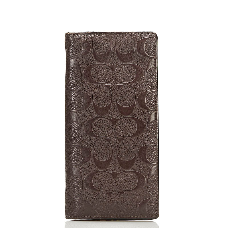 コーチ シグネチャー 長財布 F75365 ブラウン レザー メンズ COACH 【中古】