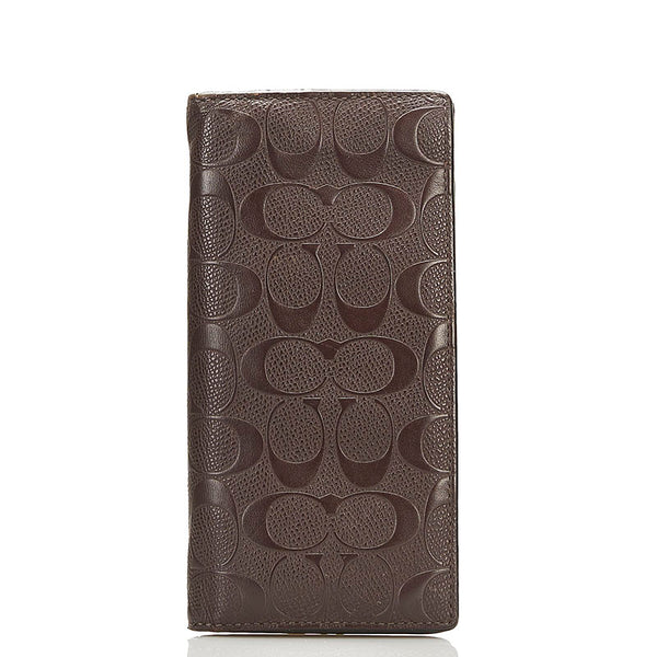 コーチ シグネチャー 長財布 F75365 ブラウン レザー メンズ COACH 【中古】