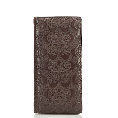 コーチ シグネチャー 長財布 F75365 ブラウン レザー メンズ COACH 【中古】