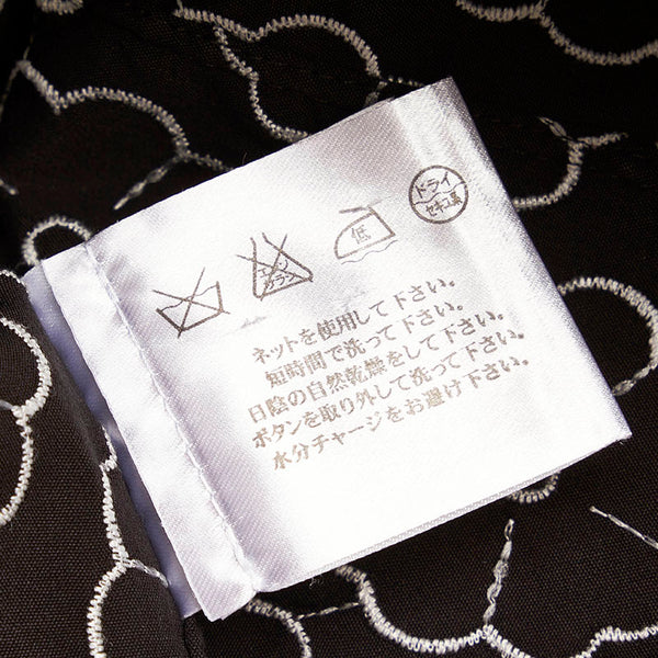 シャネル カメリア エンブロイダリー 総柄 7分丈 長袖シャツ ブラック コットン ナイロン スパンデックス レディース CHANEL 【中古】