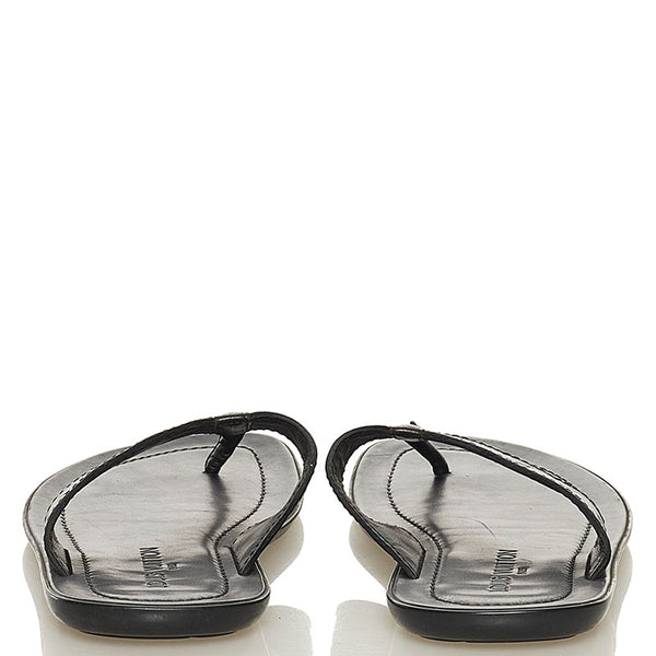 ルイ ヴィトン モノグラム ビーチサンダル ブラック レザー メンズ LOUIS VUITTON 【中古】