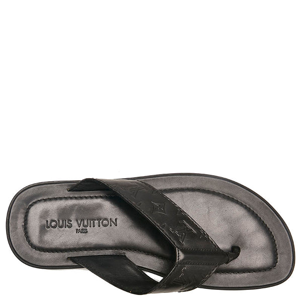 ルイ ヴィトン モノグラム ビーチサンダル ブラック レザー メンズ LOUIS VUITTON 【中古】